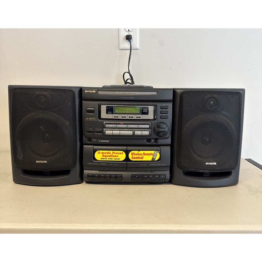 AIWA Boombox CA-DW470U‎ AM/FM Stereo CD Player Dual Cassette Untested